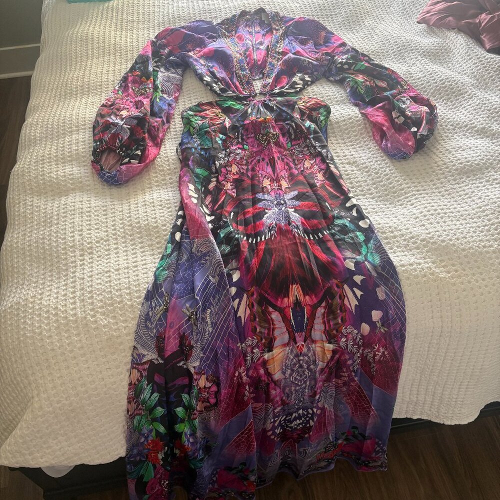 Camilla Purple & Pink Floral-Print Silk Maxi Dress - Picture 4 of 16